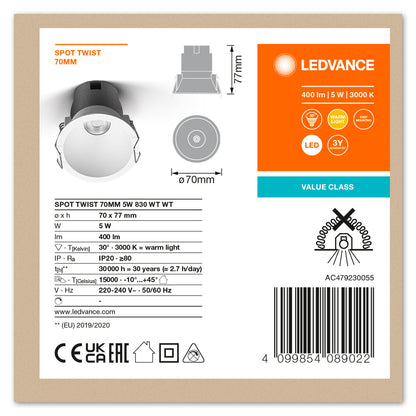 LED stropné svietidlo 5W IP20 3000K 30° – stropné LED svietidlo LEDVANCE