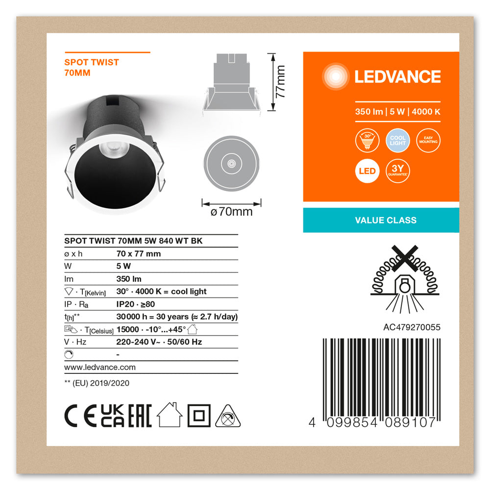 LED stropné svietidlo 5W IP20 4000K 30° – stropné LED svietidlo LEDVANCE
