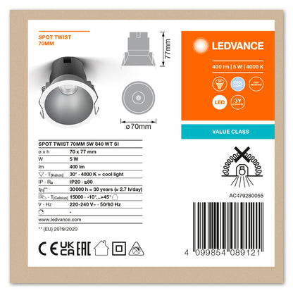 LED stropné svietidlo 5W IP20 4000K 30° – stropné LED svietidlo LEDVANCE