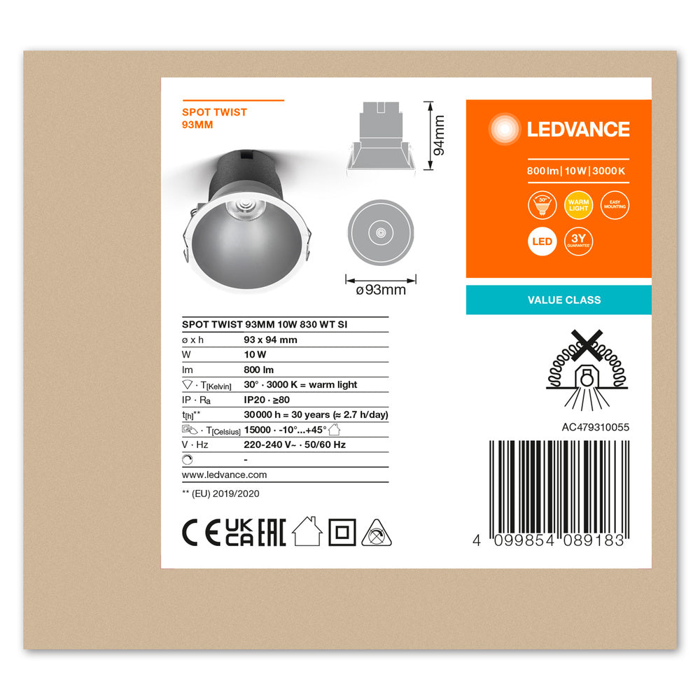 LED stropné svietidlo 10W IP20 3000K 30° – stropné LED svietidlo LEDVANCE