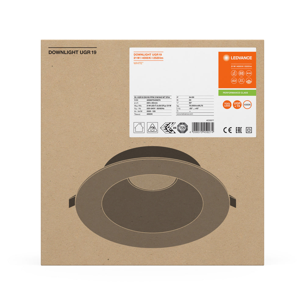 LED downlight 21W IP54 4000K 65° – zápustné LED svietidlo LEDVANCE